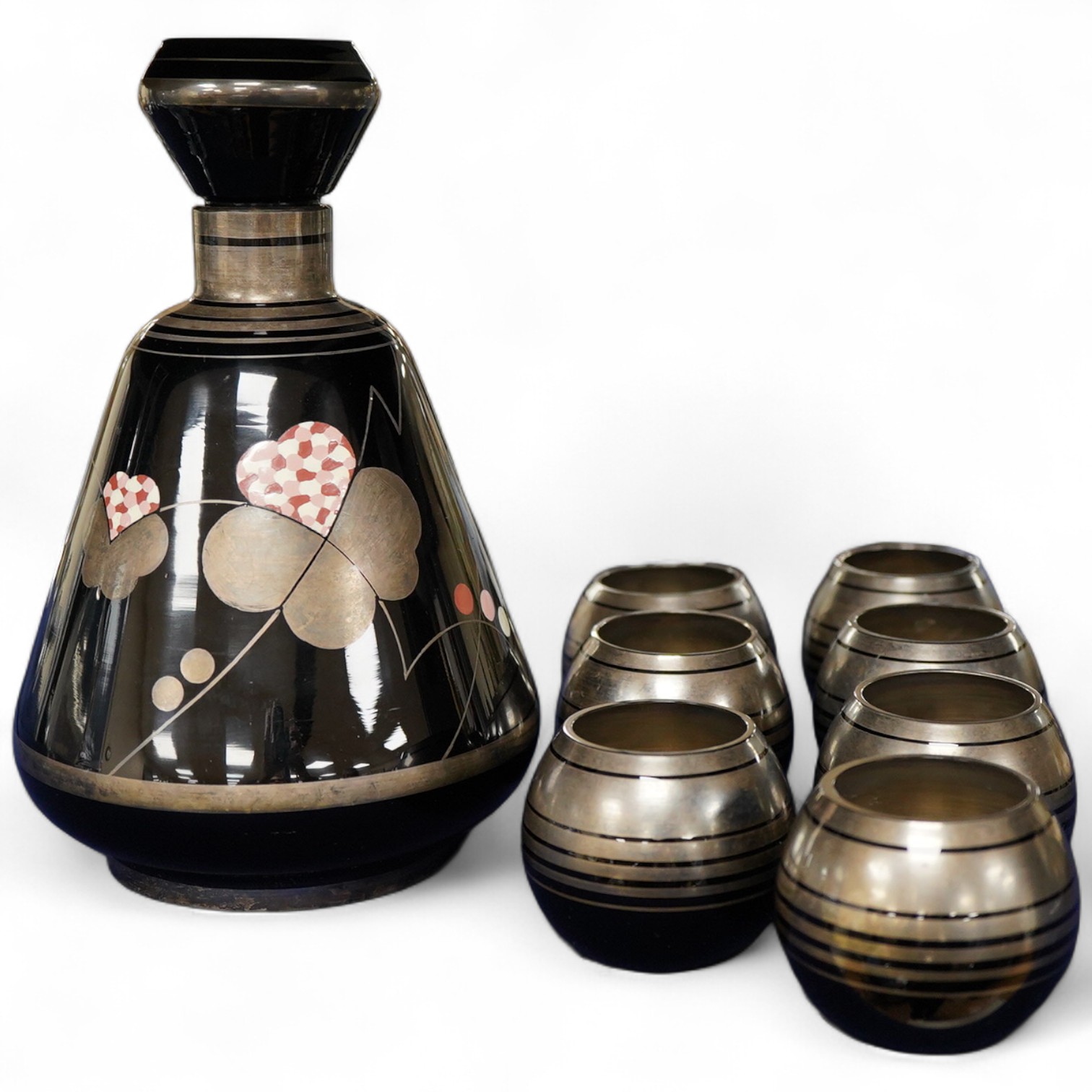 A ‘Hem’ art glass liqueur set, decanter and stopper 22.5cm high.